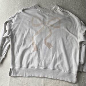 Aerie Coquette Bow Sweatshirt Medium Off White Pearl Keyhole Back Balletcore